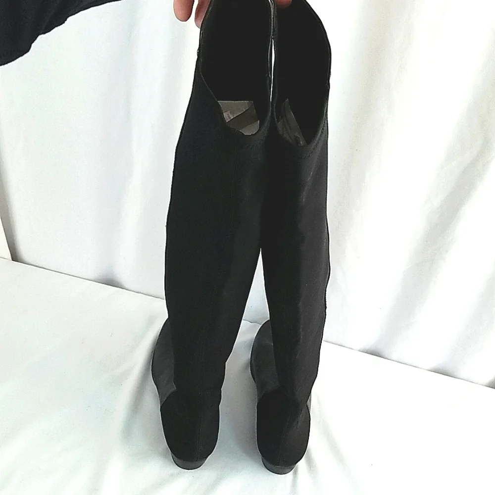 Vince Camuto Karita Over The Knee Boot Leather and Fabric Black Size 5M